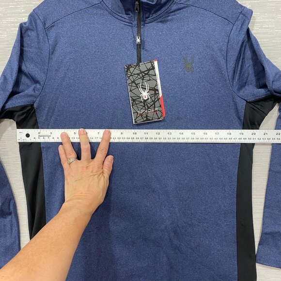 SPYDER 1/4 Zip Shirt Mens Medium Blue Base Layer Quick Dry Pullover Activewear - Picture 8 of 14